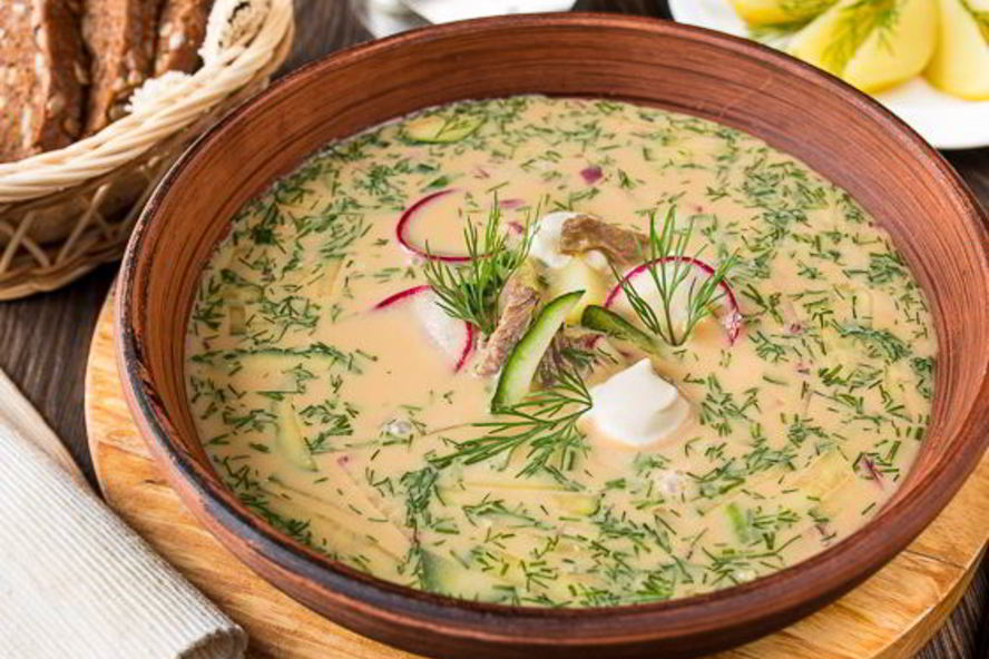 Рецепт окрошки с говядиной на квасе