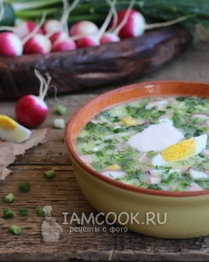 Окрошка с колбасой на сыворотке