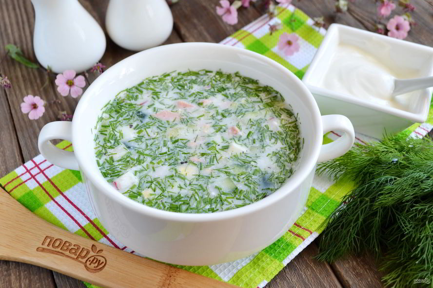 Рецепт окрошки с колбасой