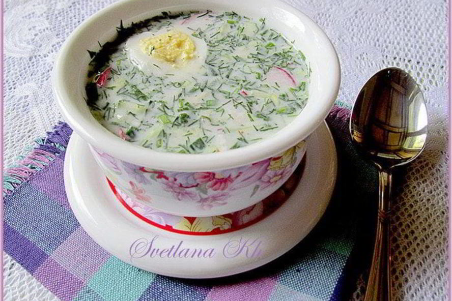 Рецепт окрошки с копченой курицей