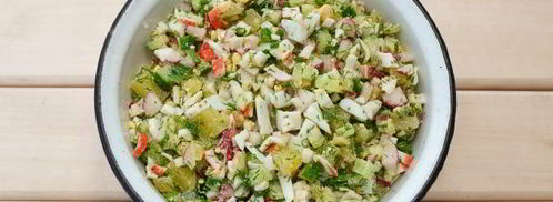 окрошка с крабовыми палочками. Шаг 11