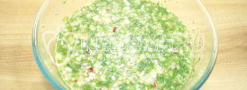 окрошка с курицей на квасе. Шаг 9