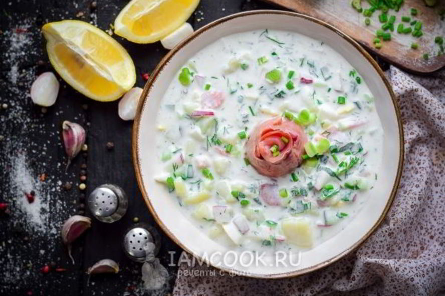Рецепт окрошки с рыбой