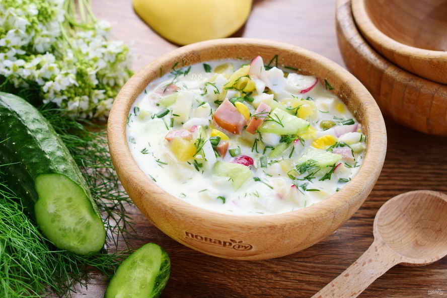 Рецепт окрошки с ветчиной