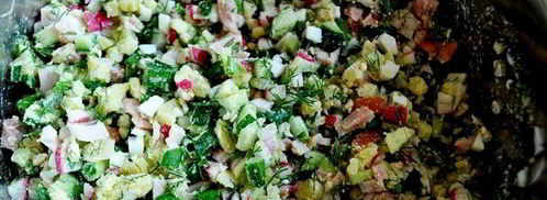 окрошка сборная мясная в ледяной чаше. Шаг 7