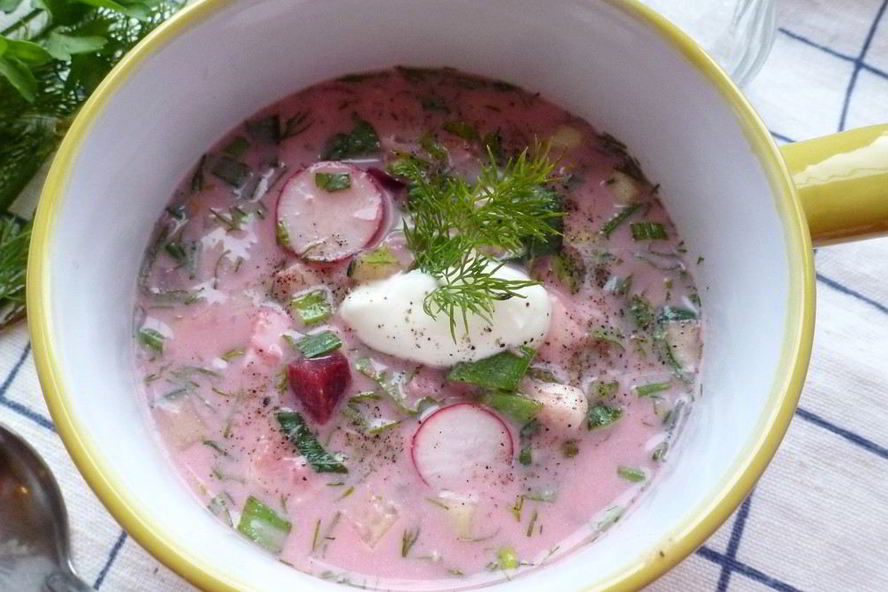 Рецепт окрошки со свеклой и курицей