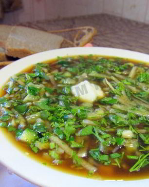 Постная окрошка на квасе