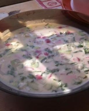 Сельдереевая окрошка на кефире