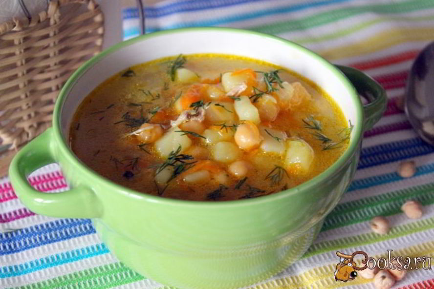 Рецепт куриного супа с нутом и овощами