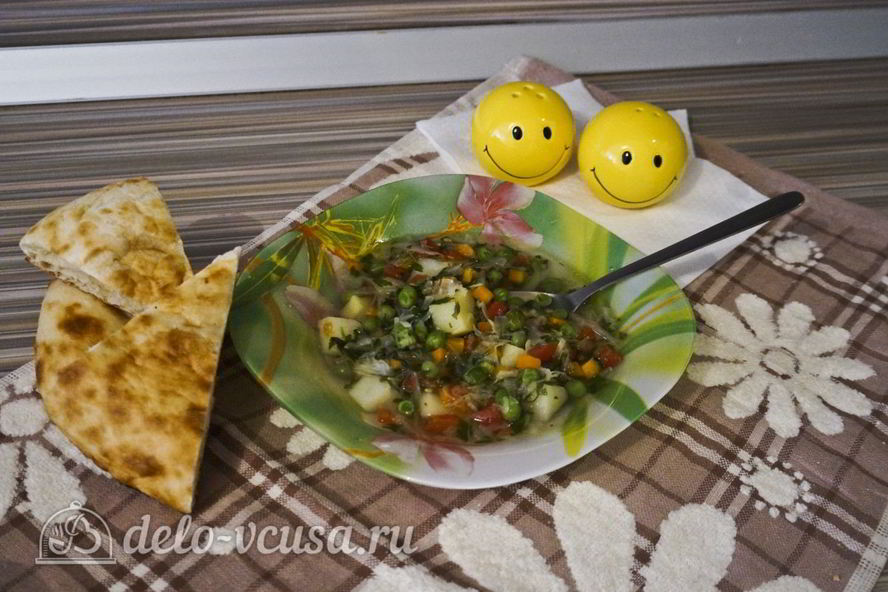 Рецепт овощного супа с зеленым горошком