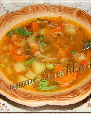Постный рассольник с фасолью
