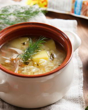 Рассольник на курином бульоне с булгуром