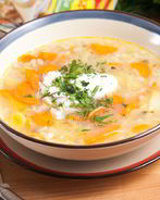 Рассольник с рыбой и перловой крупой