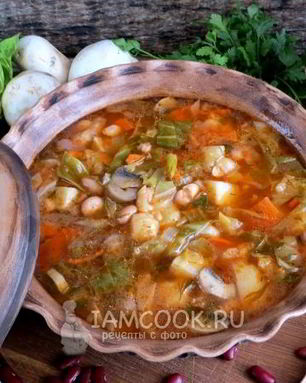 Постные щи с фасолью