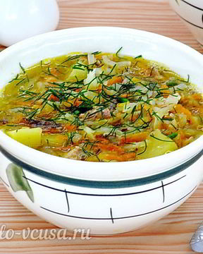 Щи с рыбными консервами