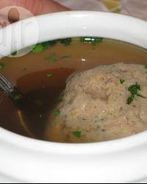 Суп из говяжьих ребрышек с фрикадельками из печенки