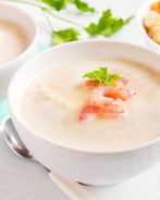 Нежный картофель суп-пюре с креветками