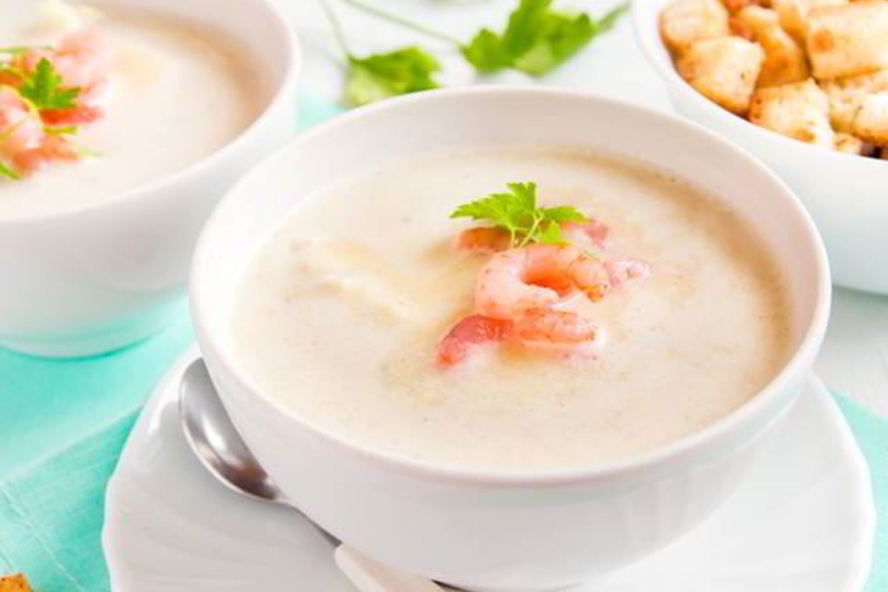 Рецепт нежного картофеля суп-пюре с креветками