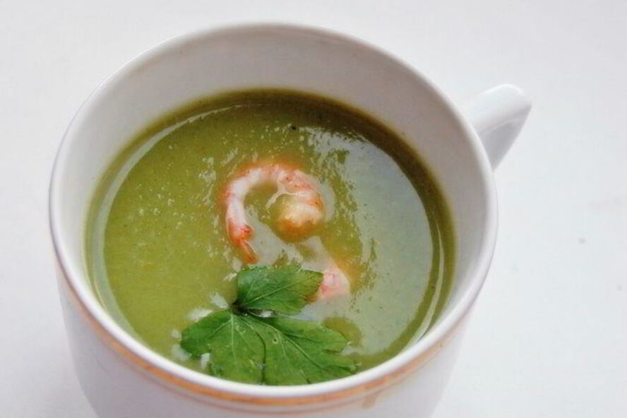 Рецепт супа-пюре из брокколи с креветками