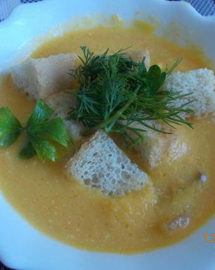 Тыквенный суп-пюре с беконом и сливками