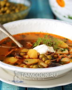 Суп с консервированным зеленым горошком