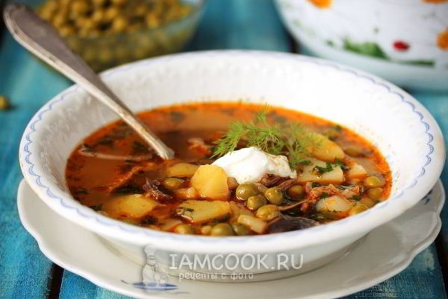 Рецепт супа с консервированным зеленым горошком