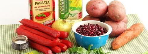 суп с охотничьими колбасками и фасолью. Шаг 2