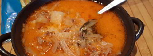 сырный суп с капустой и фаршем. Шаг 8