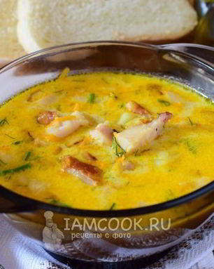 Сырный суп с копченой курицей