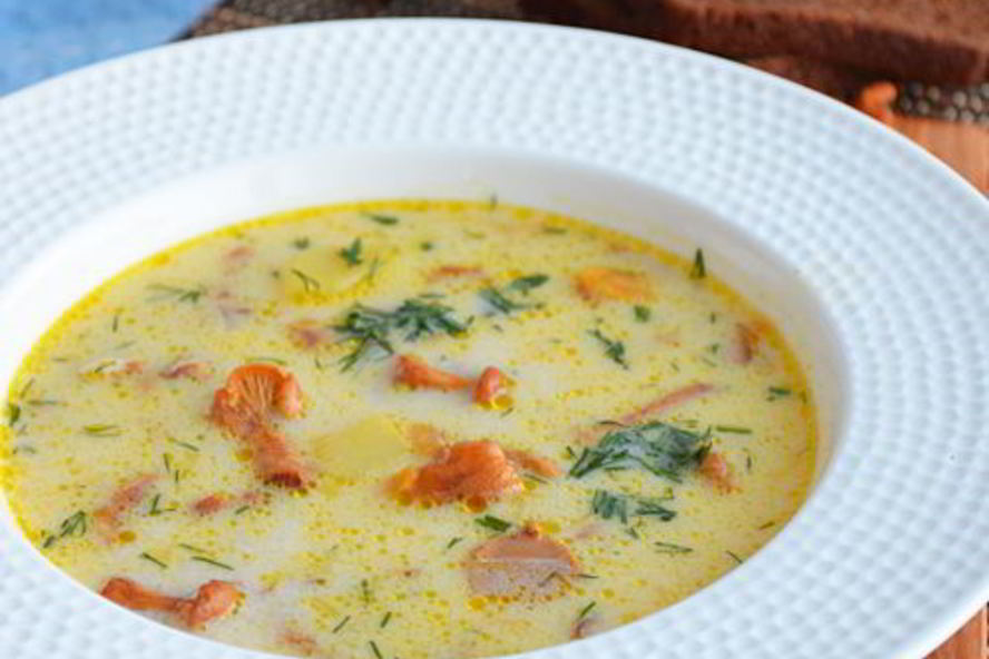 Рецепт сырного супа с лисичками