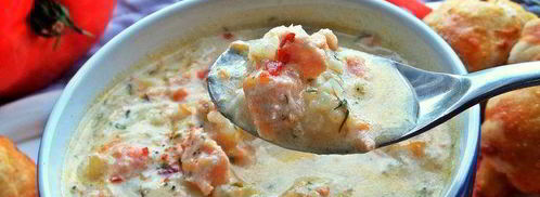 сырный суп с лососем и рисом. Шаг 13