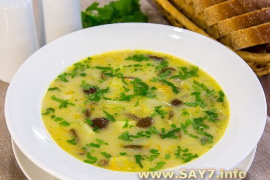 Рецепт сырного супа с опятами