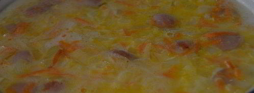 сырный суп с сосисками. Шаг 4