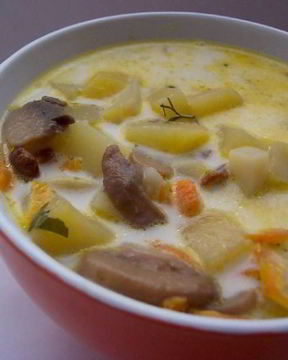 Сырный суп со свининой