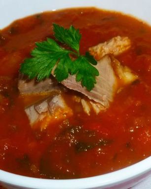 Томатно-сельдерейный суп с рыбой