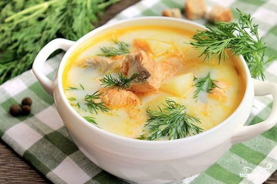 Рецепт ухи из форели по-фински со сливками