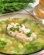 Уха из форели с зеленью