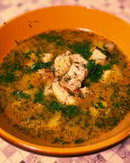 Уха с картофелем на курином бульоне