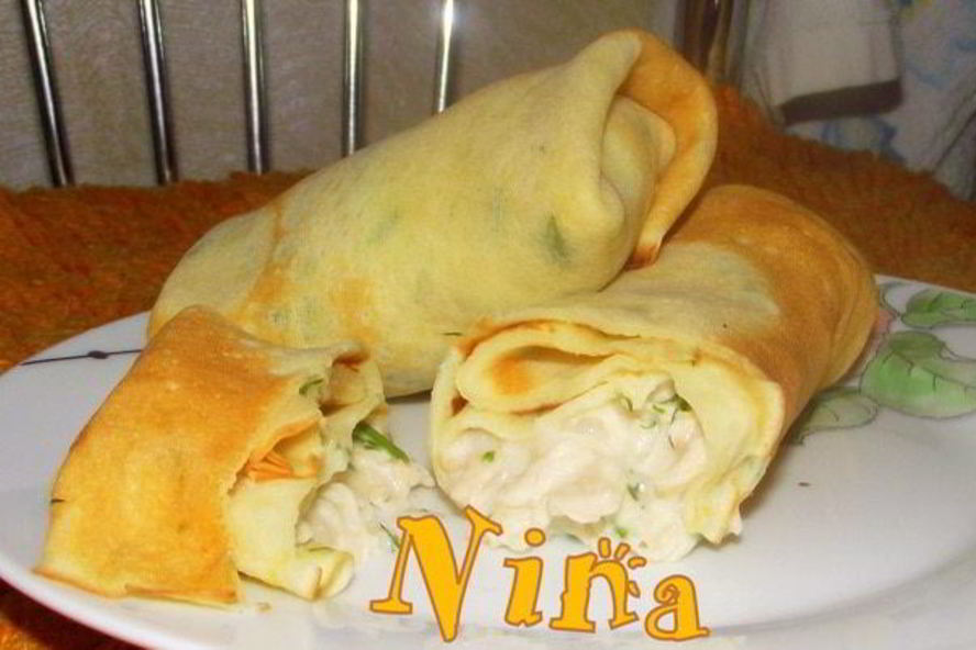 Рецепт блинчиков фаршированных курицей с соусом бешамель