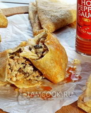 Блины с мясом и грибами