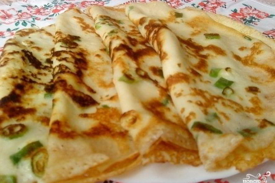 Рецепт блинов с зеленым луком