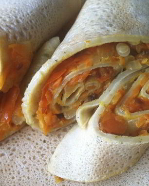 Блины соленые с морковной начинкой