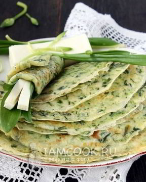 Тонкие блины с черемшой