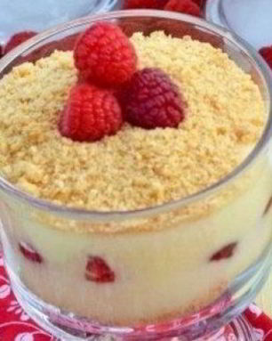 Чизкейк-парфе с малиной без выпечки