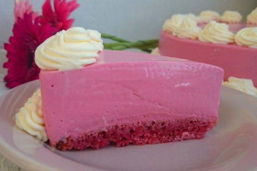 Рецепт холодного розового чизкейка