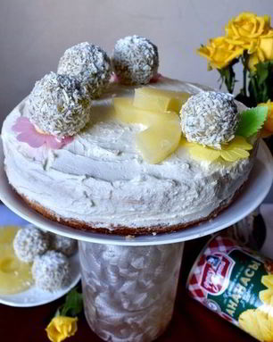 Кокосовый чизкейк с ананасами