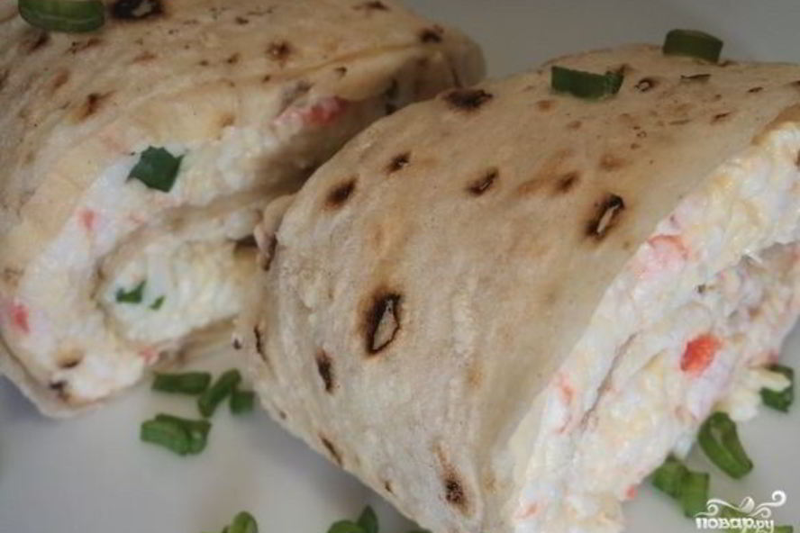 Рецепт лаваша с крабовыми палочками и чесноком