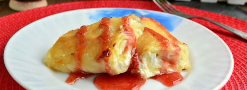 рулетики из лаваша с творогом жареные на сковороде. Шаг 7