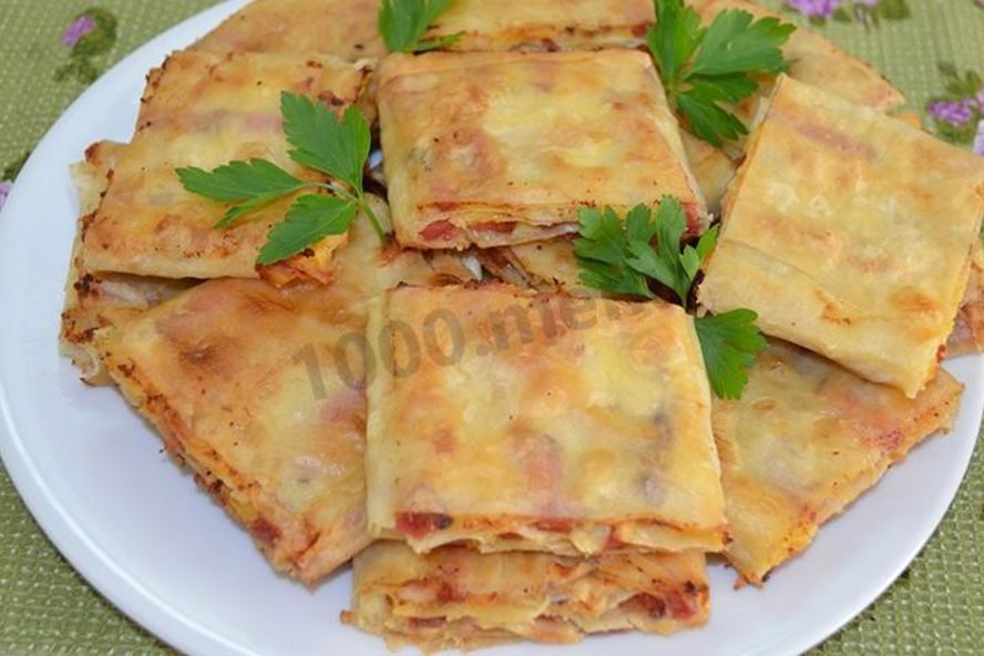 Рецепт жареного лаваша с начинкой на сковороде