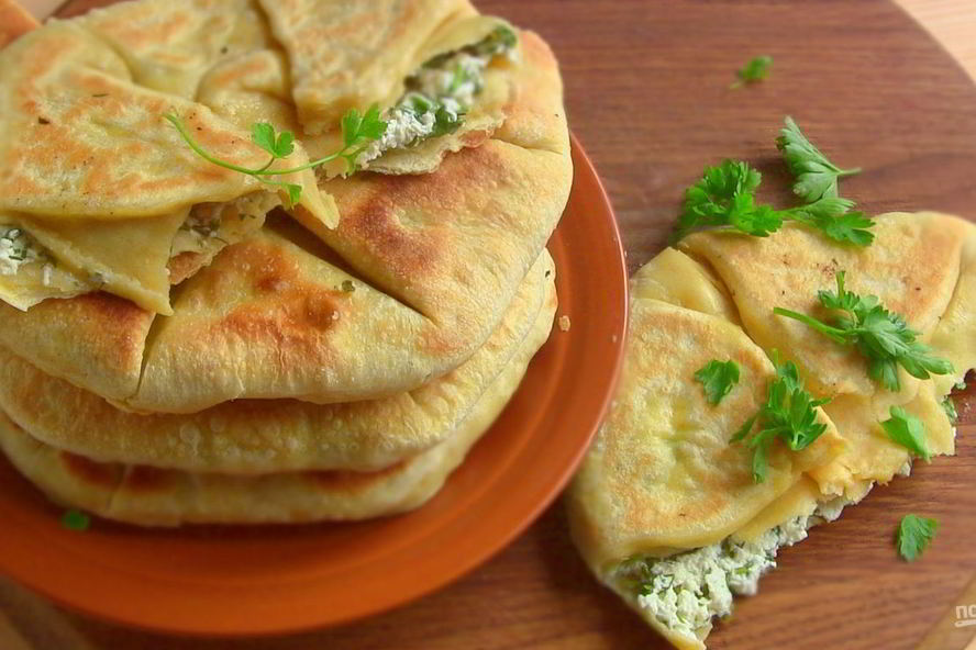 Рецепт лепешек к шашлыку с зеленью и творогом